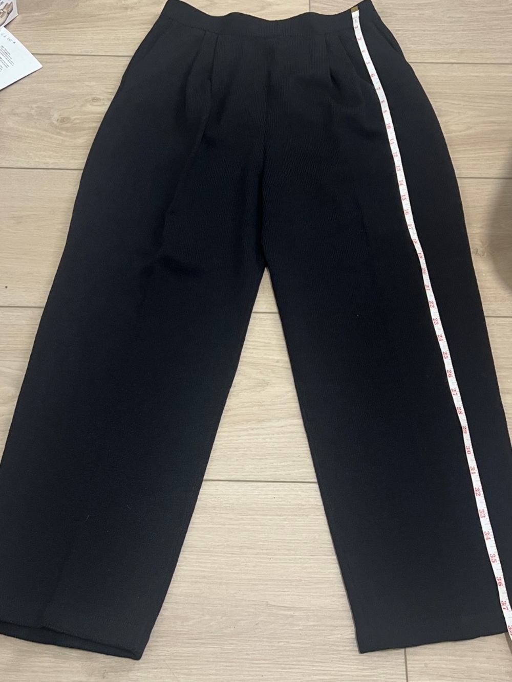 St. John Black High-Rise Wide-Leg Crepe Trousers